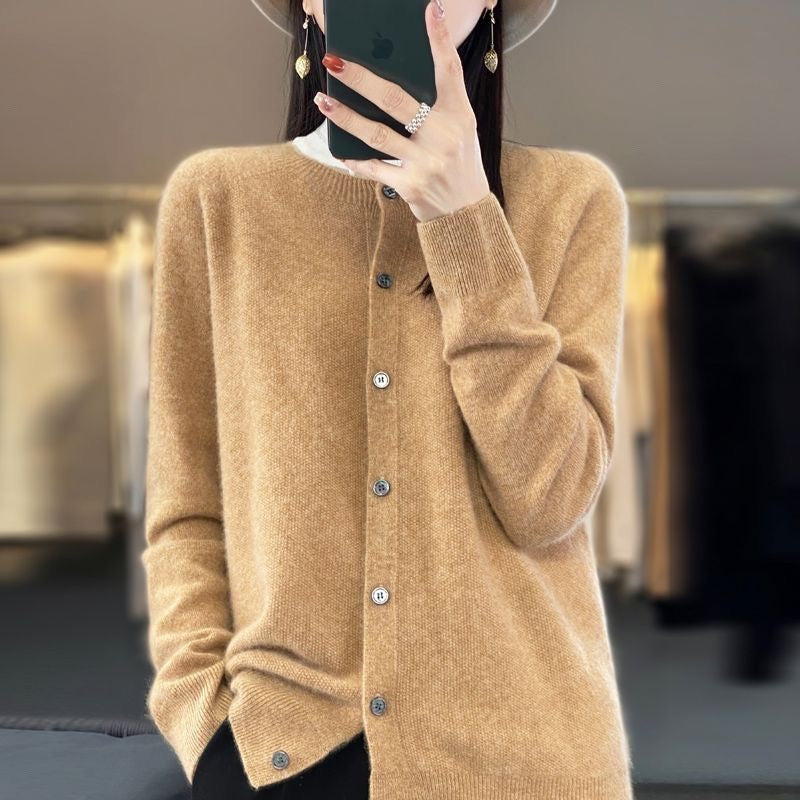 Fashion Merino Wool Cardigan Sweater Women