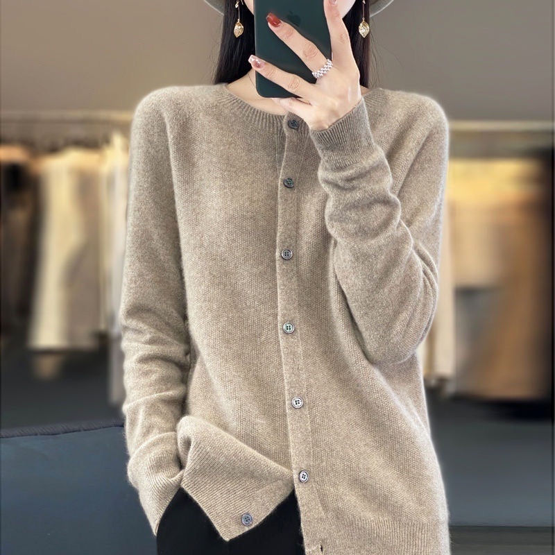 Fashion Merino Wool Cardigan Sweater Women