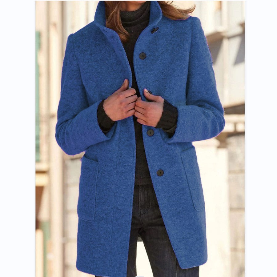 Fashion Stand Collar Woolen Coat for women