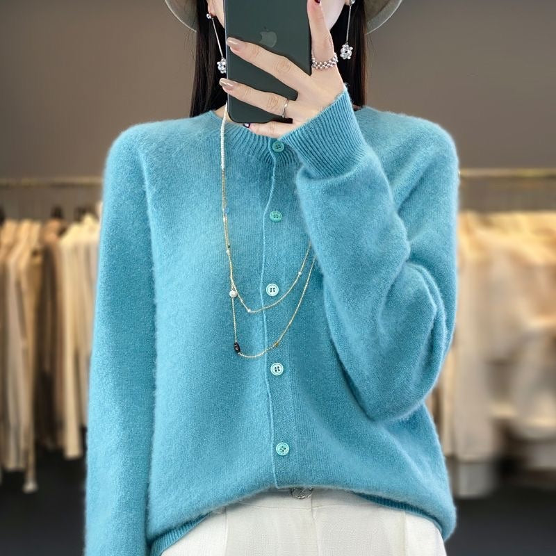 Fashion Merino Wool Cardigan Sweater Women