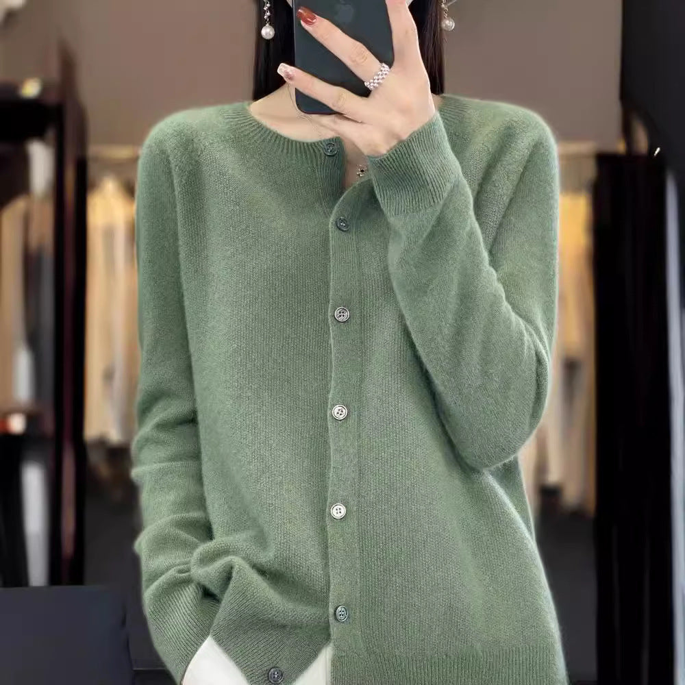 Fashion Merino Wool Cardigan Sweater Women