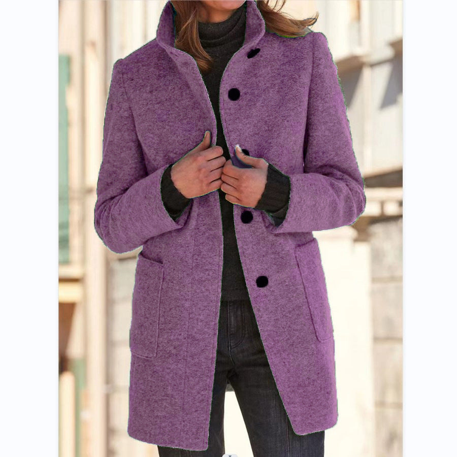 Fashion Stand Collar Woolen Coat for women