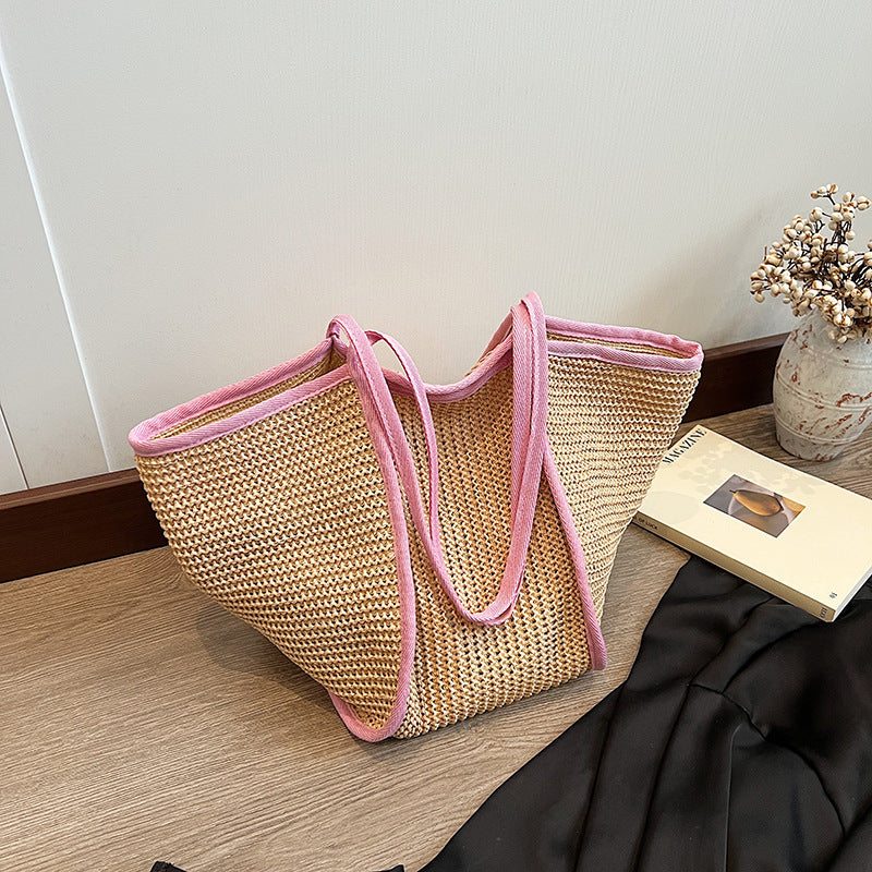 Handbag All-match One-shoulder Straw Woven