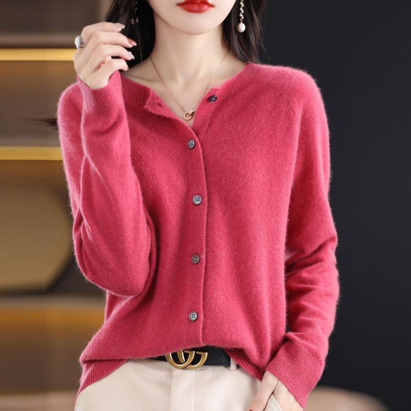 Fashion Merino Wool Cardigan Sweater Women