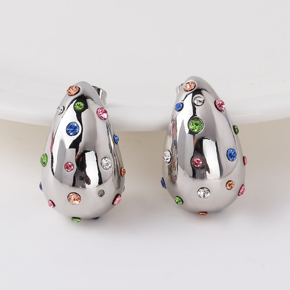 Hollow Water Drop Earrings Color Zirconium